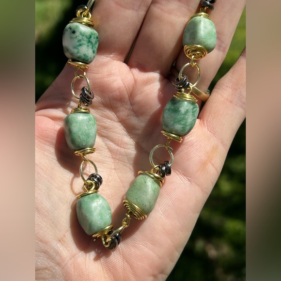 🪨Amazonite bracelet with gold wire works - Picture 8 of 9